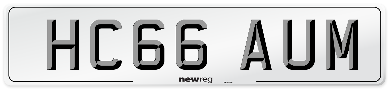 HC66 AUM Number Plate from New Reg